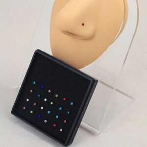 Nose Ring- 24pcs Crystal Nose Ring & Studs,Stainless Surgical Steel Piercing